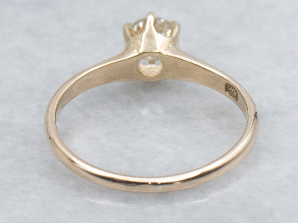 Antique Six-Prong Old Mine Cut Diamond Solitaire Engagement Ring