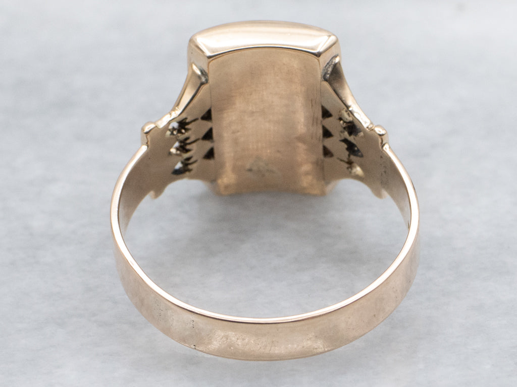 Antique 1880s Barrel-Cut Tiger's Eye Men's Ring
