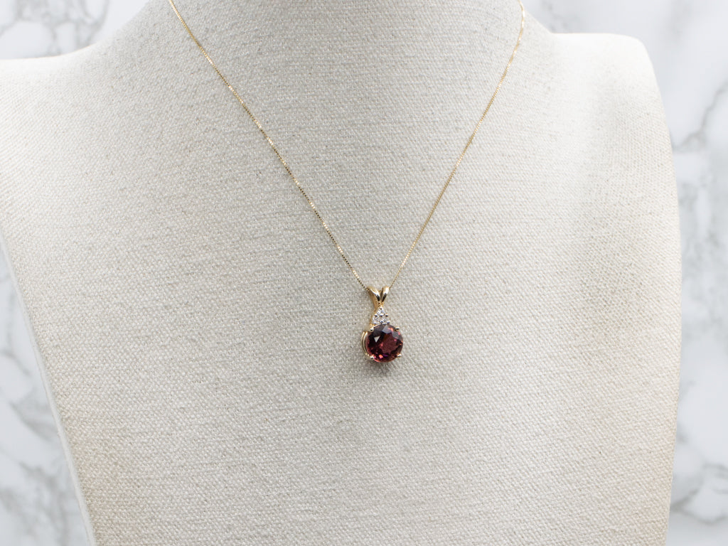 Pink Tourmaline Diamond and Gold Pendant