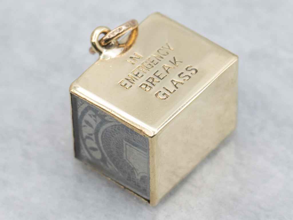 Emergency "Mad Money" Dollar Gold Charm Pendant