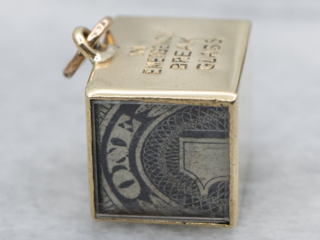 Emergency "Mad Money" Dollar Gold Charm Pendant