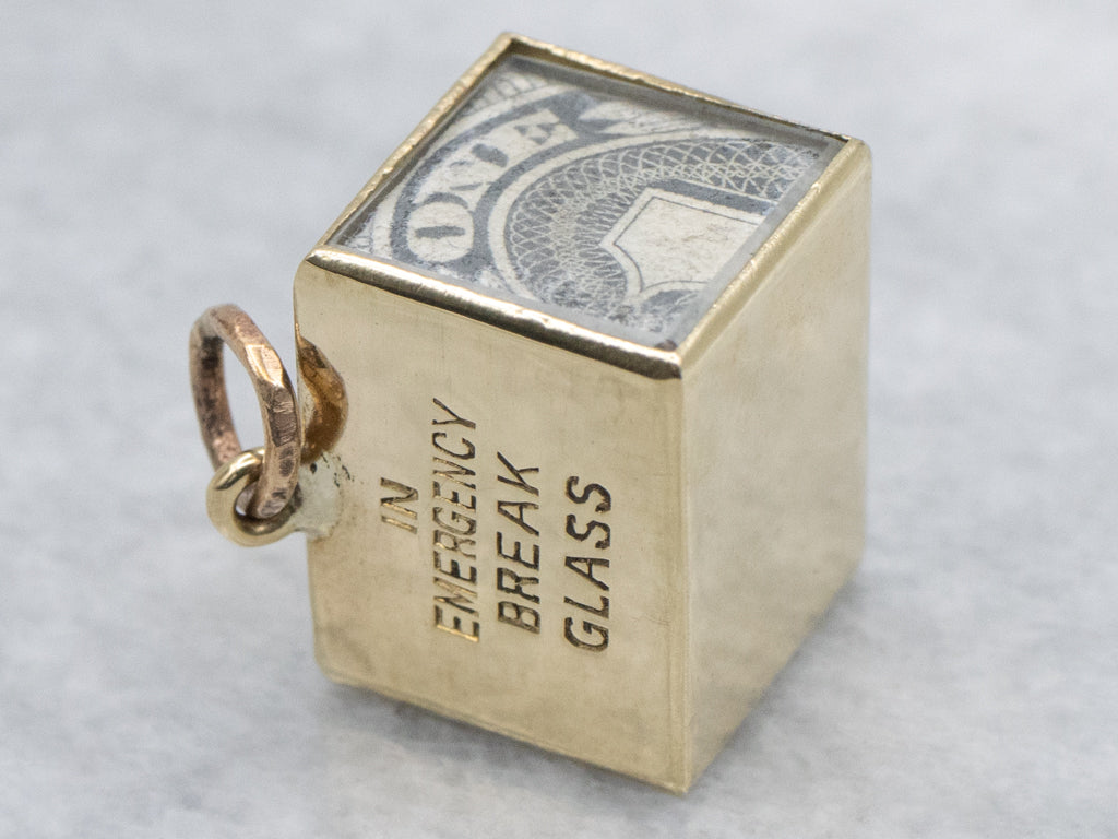 Emergency "Mad Money" Dollar Gold Charm Pendant