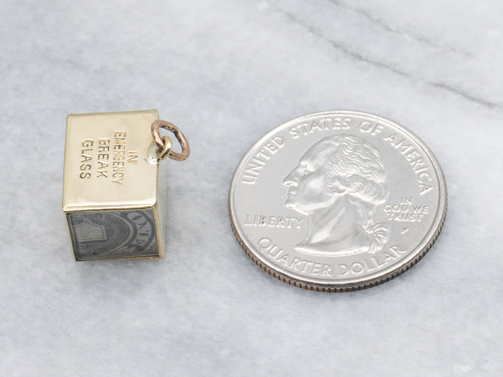 Emergency "Mad Money" Dollar Gold Charm Pendant