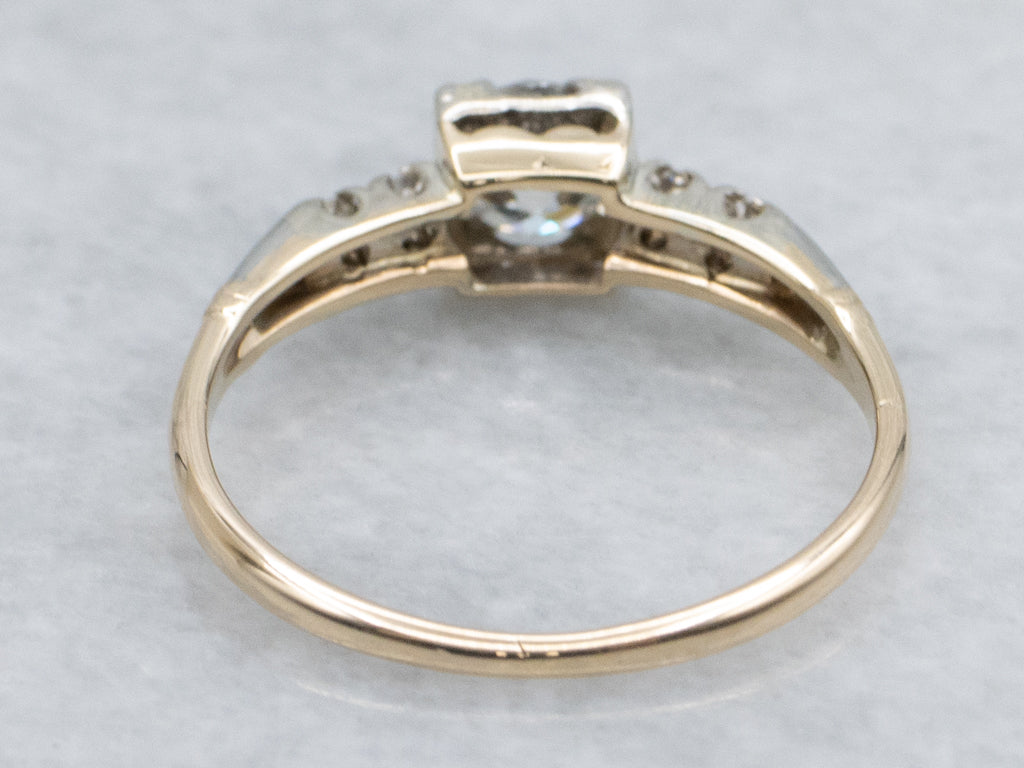 Retro Era European Cut Diamond Engagement Ring