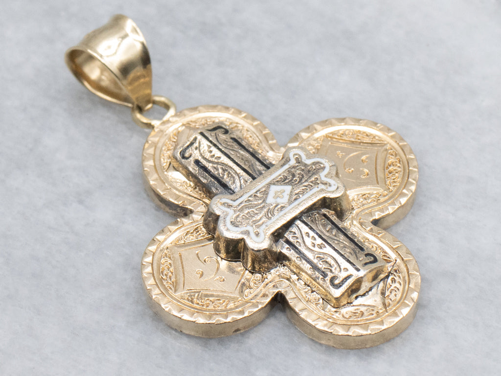 Antique Victorian Cross Brooch Conversion Pendant