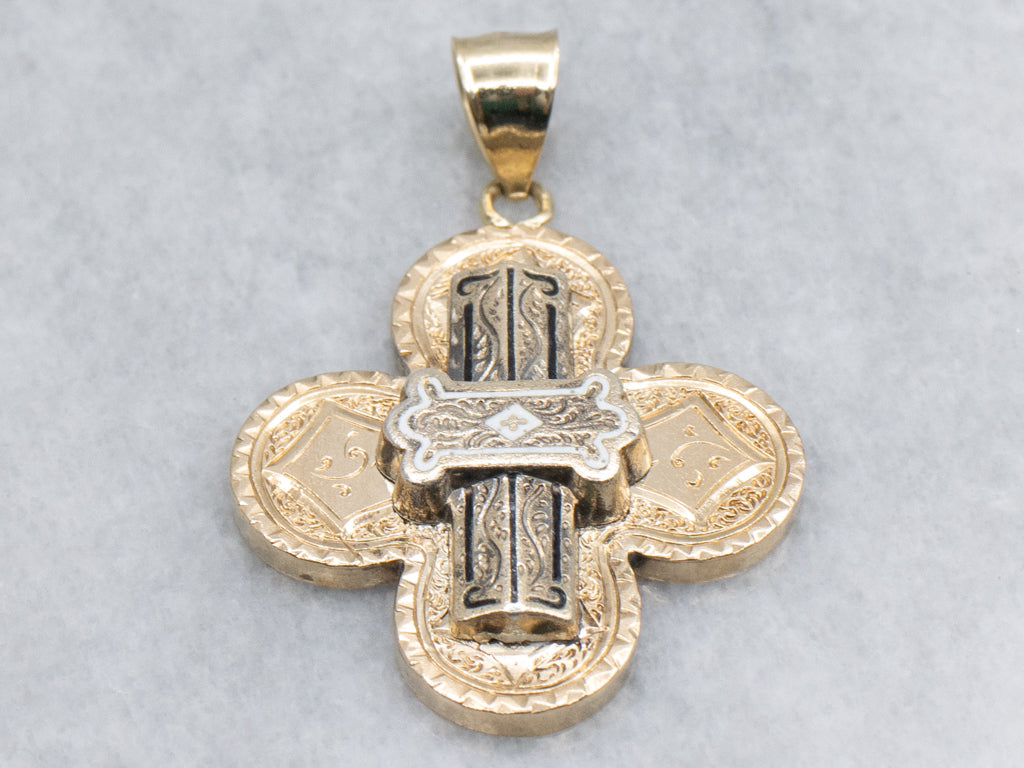 Antique Victorian Cross Brooch Conversion Pendant