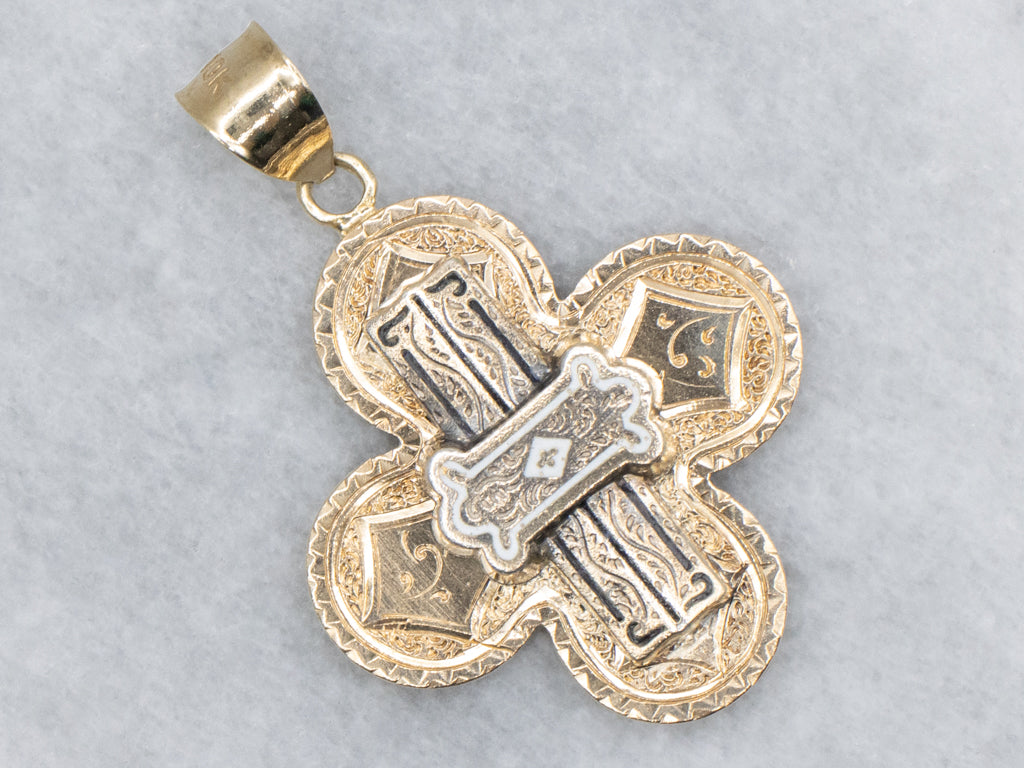 Antique Victorian Cross Brooch Conversion Pendant