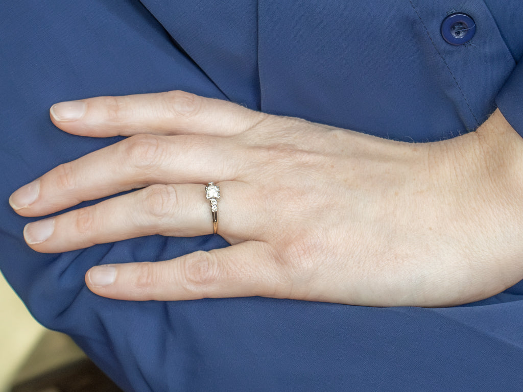 Retro Era European Cut Diamond Engagement Ring