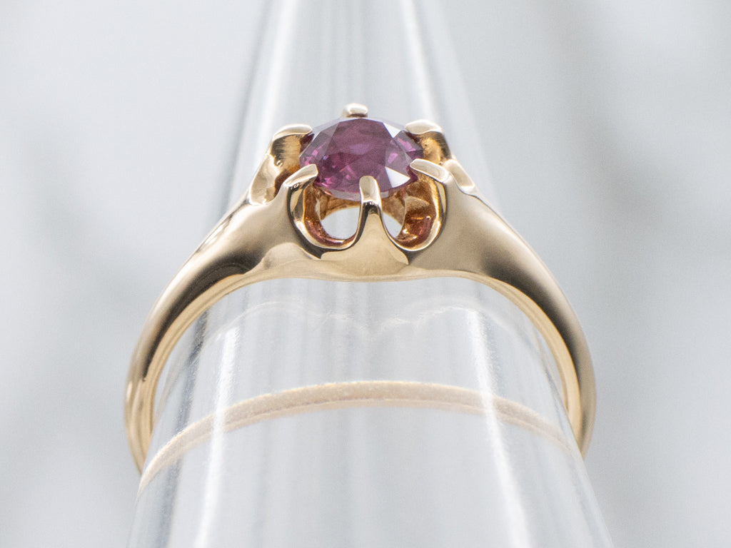 Antique Belcher-Set Ruby Solitaire Ring