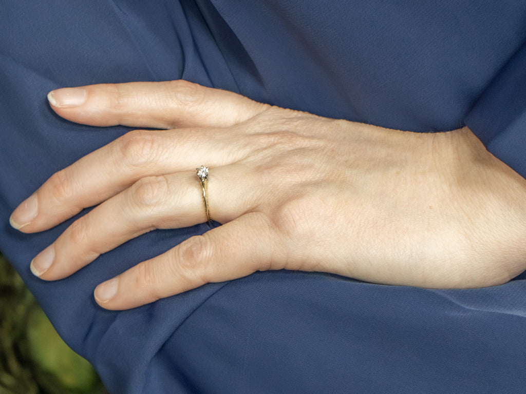 Antique Old Mine Cut Diamond Hand-Engraved Engagement Ring