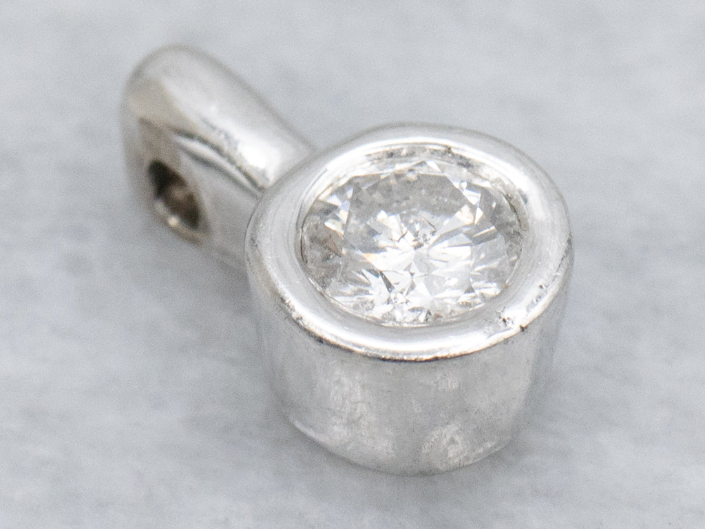 White Gold Bezel-Set Diamond Solitaire Pendant