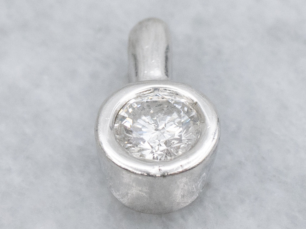 White Gold Bezel-Set Diamond Solitaire Pendant
