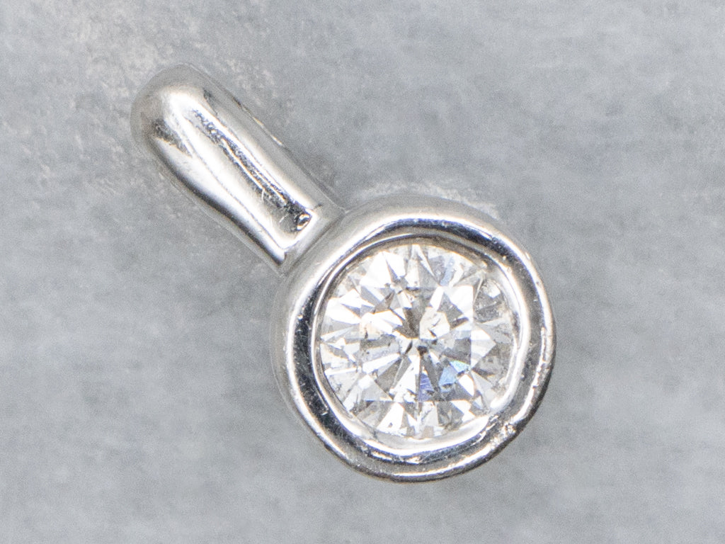 White Gold Bezel-Set Diamond Solitaire Pendant