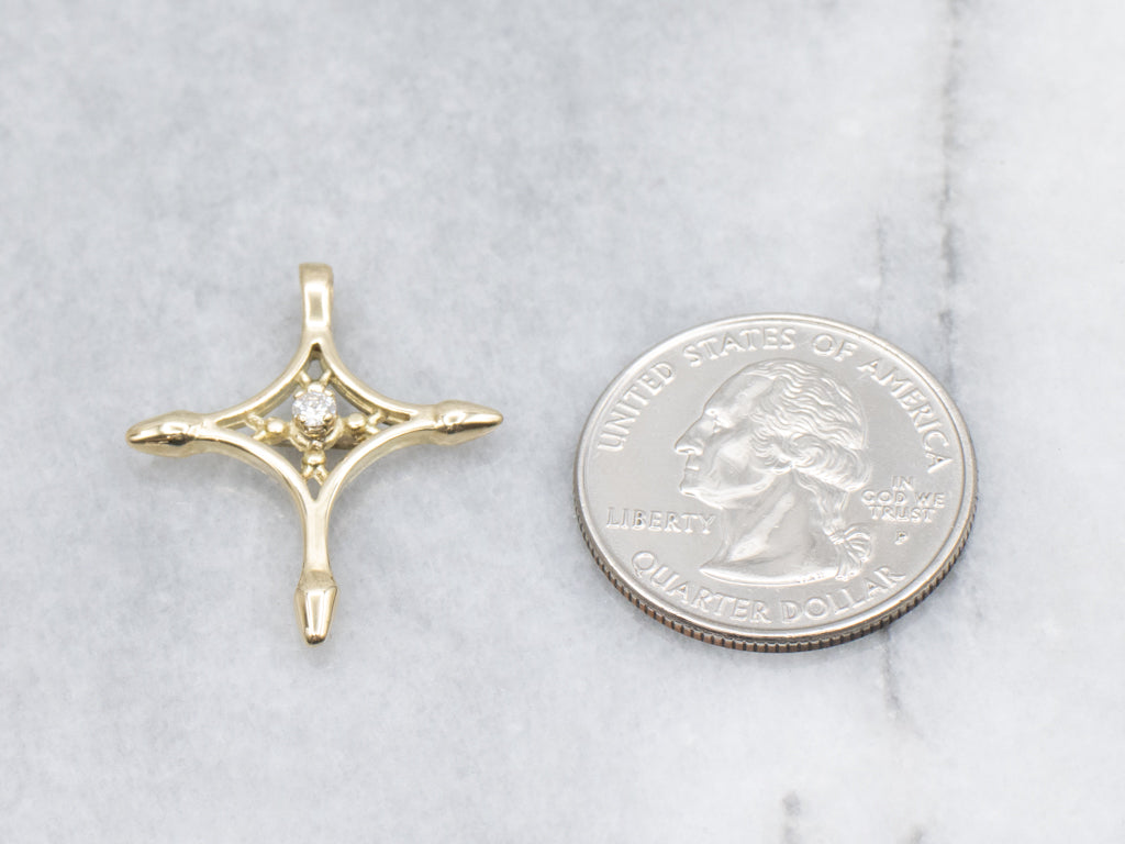 Yellow Gold Diamond North-Star Pendant