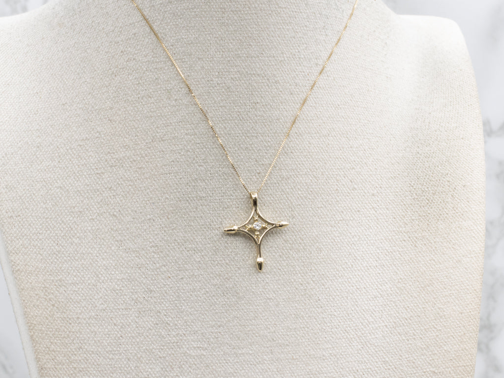 Yellow Gold Diamond North-Star Pendant