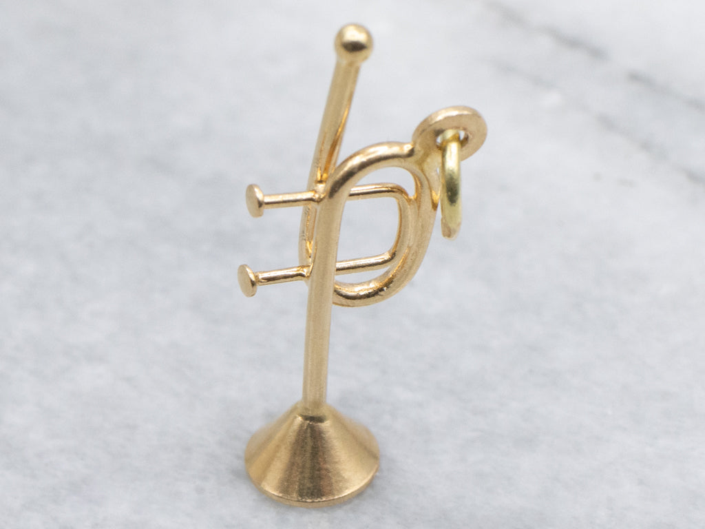 Vintage Yellow Gold Trumpet Pendant