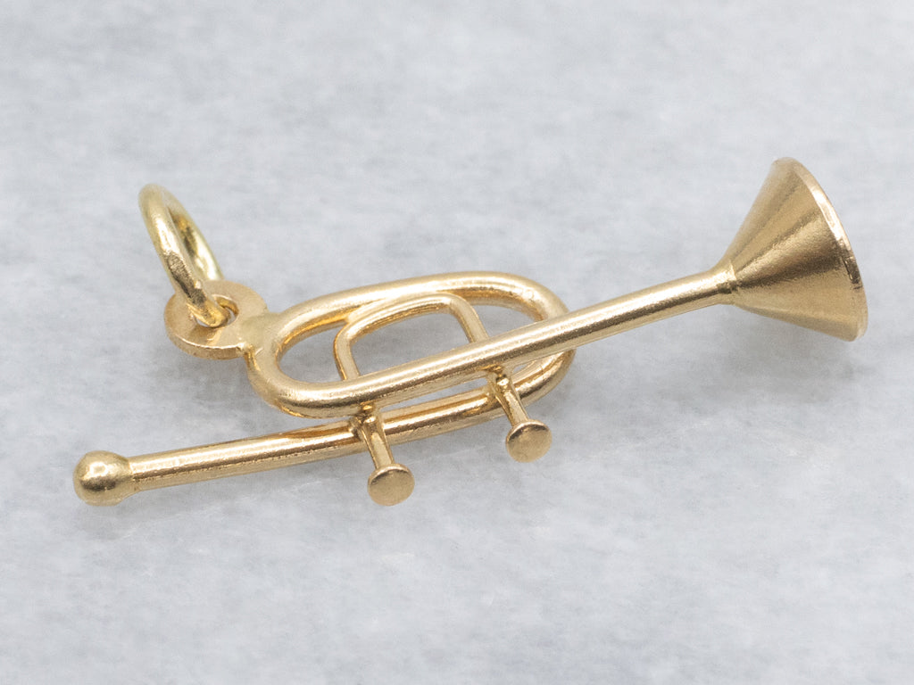 Vintage Yellow Gold Trumpet Pendant