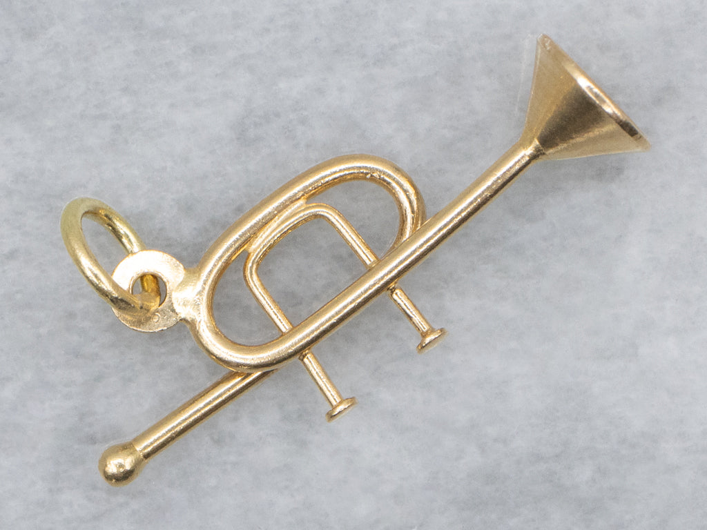 Vintage Yellow Gold Trumpet Pendant
