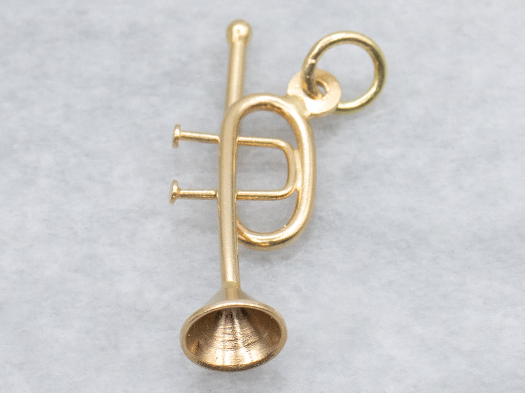 Vintage Yellow Gold Trumpet Pendant