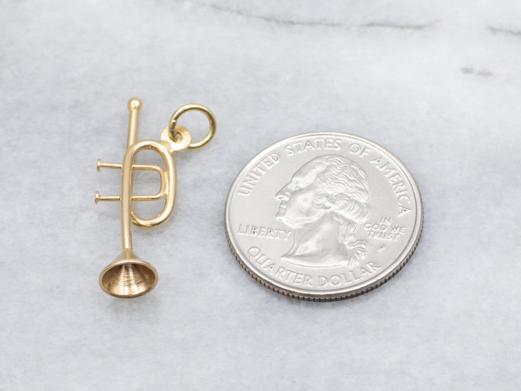Vintage Yellow Gold Trumpet Pendant