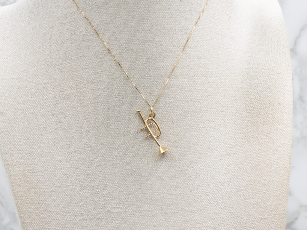 Vintage Yellow Gold Trumpet Pendant