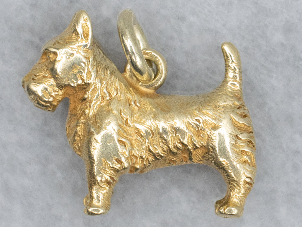 18-Karat Gold Scottish Terrier Dog Charm Pendant