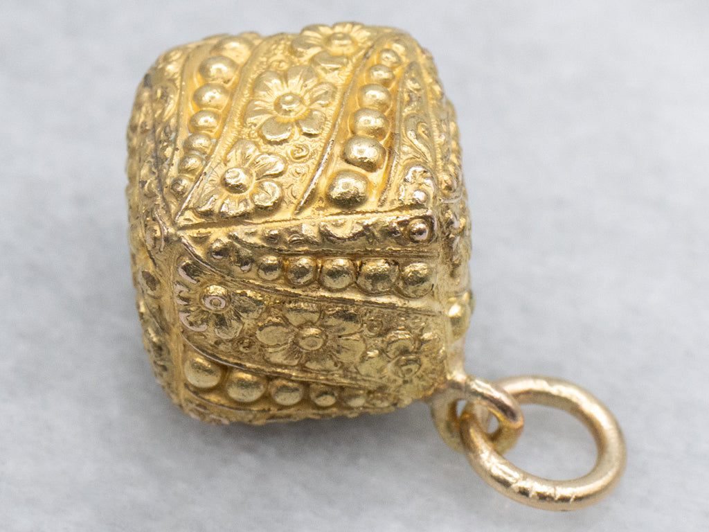 Antique Gold Floral Cubed Fob Charm