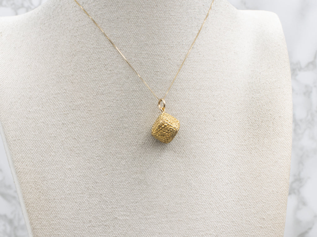 Antique Gold Floral Cubed Fob Charm