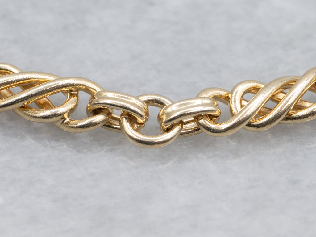 Yellow Gold Twisting Link Chain Bracelet