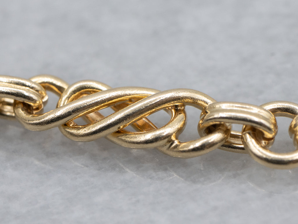 Yellow Gold Twisting Link Chain Bracelet