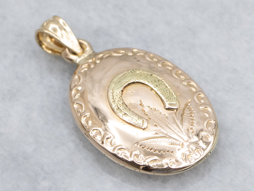 Vintage Gold Lucky Horseshoe Pendant