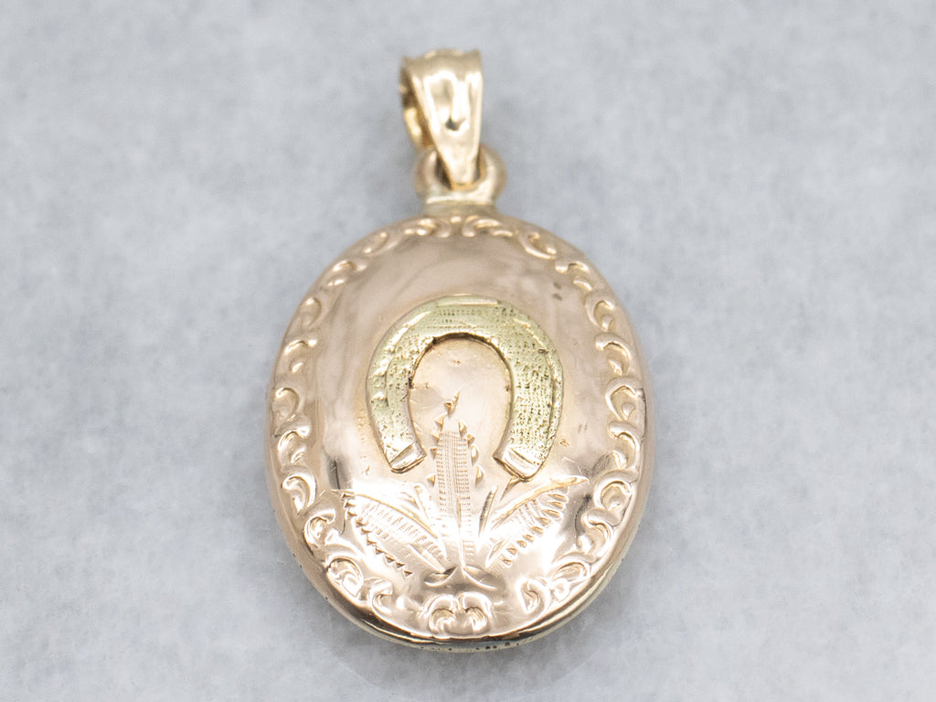 Vintage Gold Lucky Horseshoe Pendant