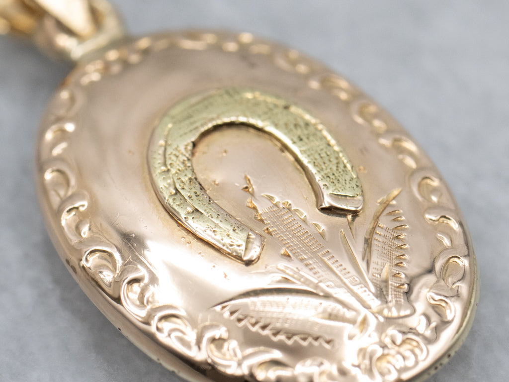 Vintage Gold Lucky Horseshoe Pendant