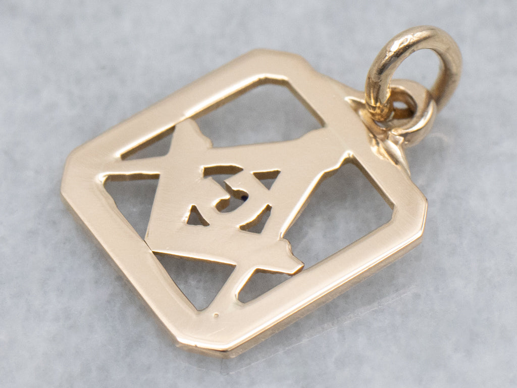 Yellow Gold and Enamel Masonic Pendant