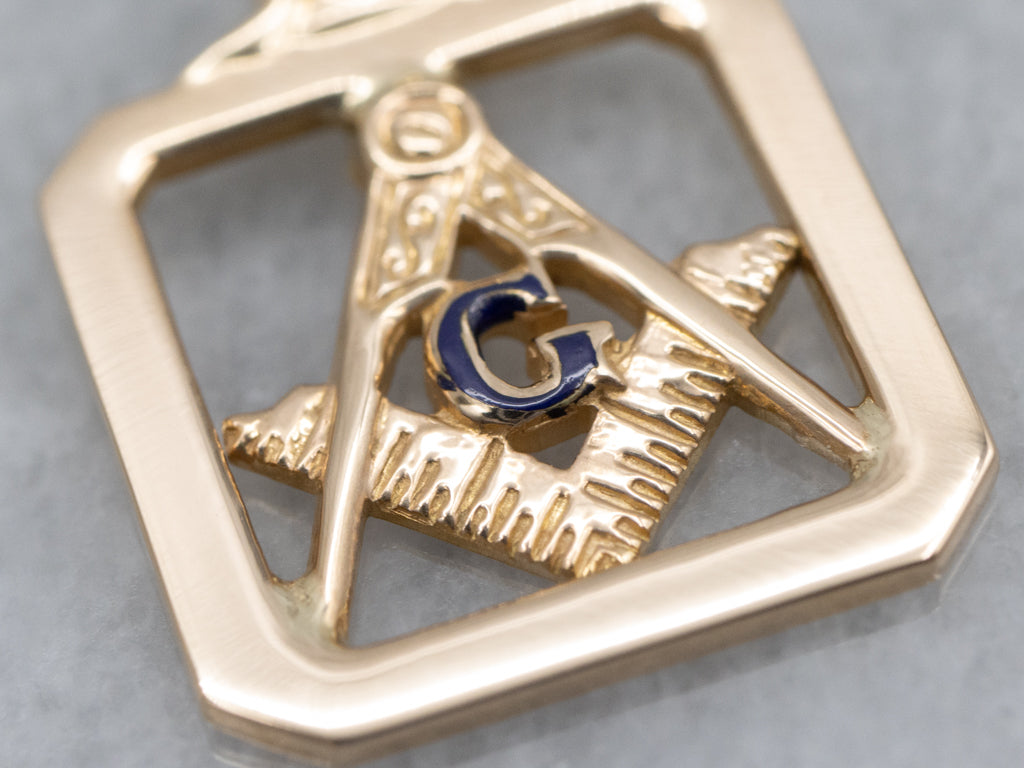 Yellow Gold and Enamel Masonic Pendant