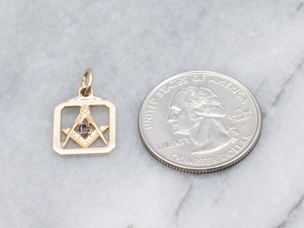 Yellow Gold and Enamel Masonic Pendant
