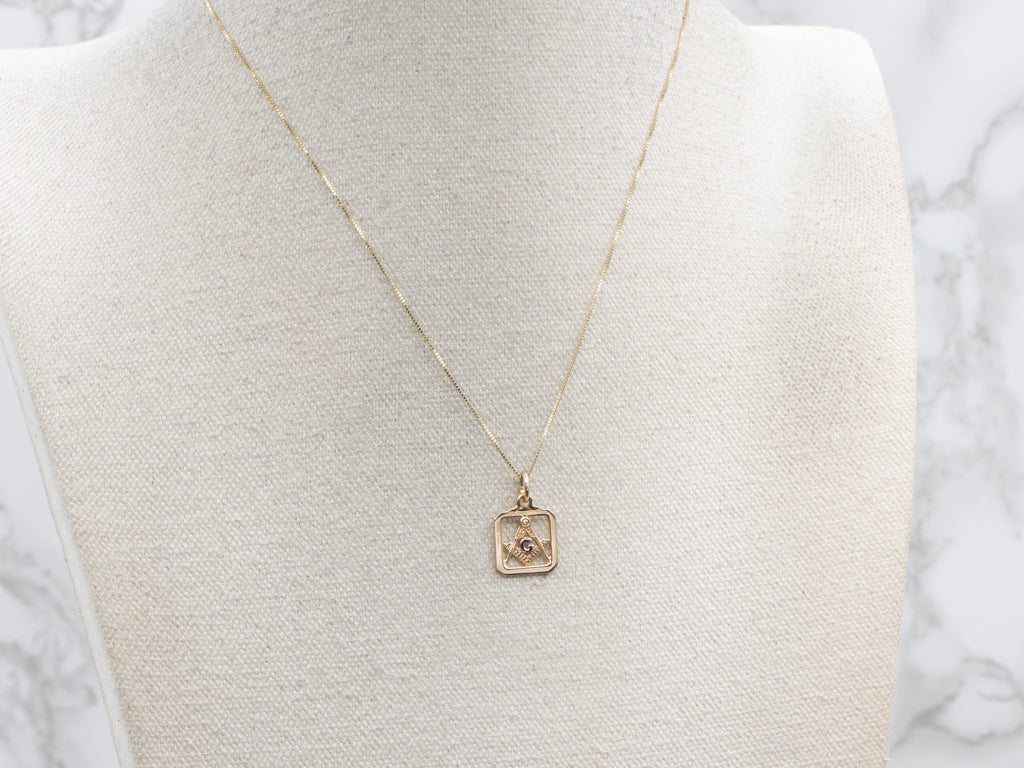 Yellow Gold and Enamel Masonic Pendant