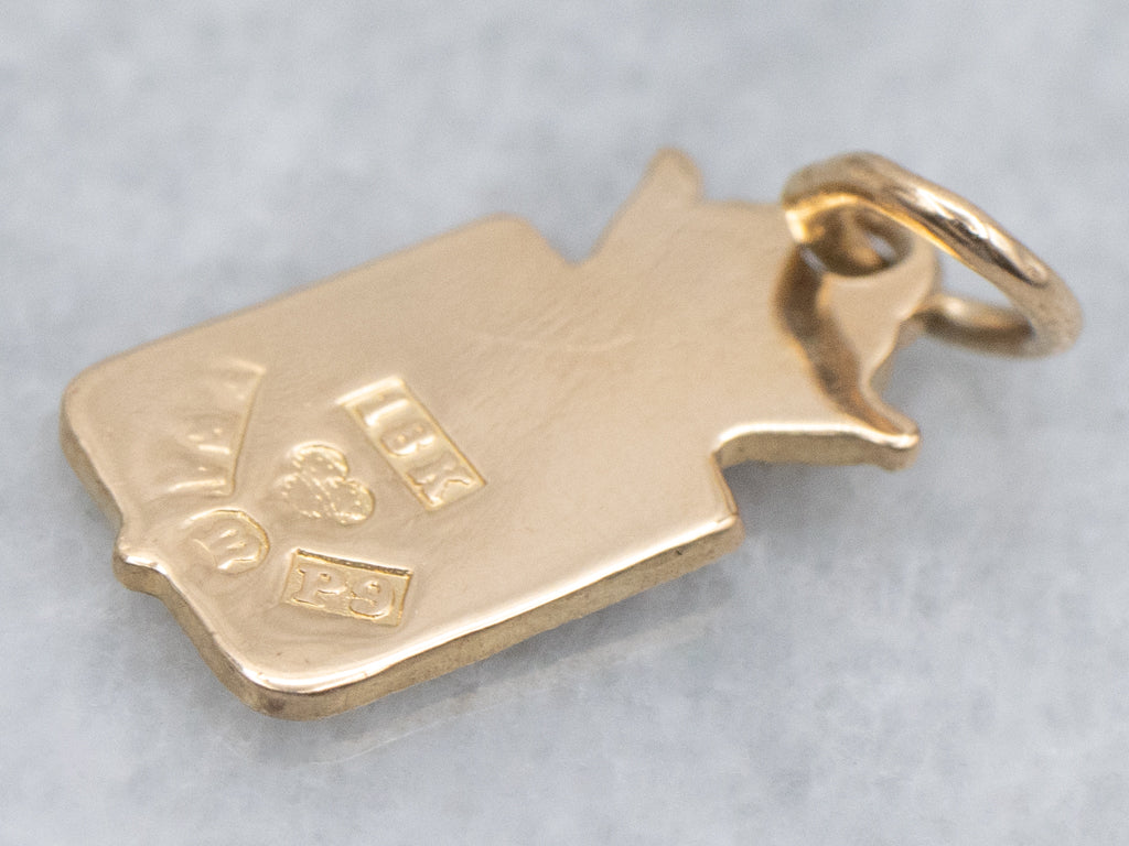 Yellow Gold Coat of Arms of Tromsø Norway Charm Pendant