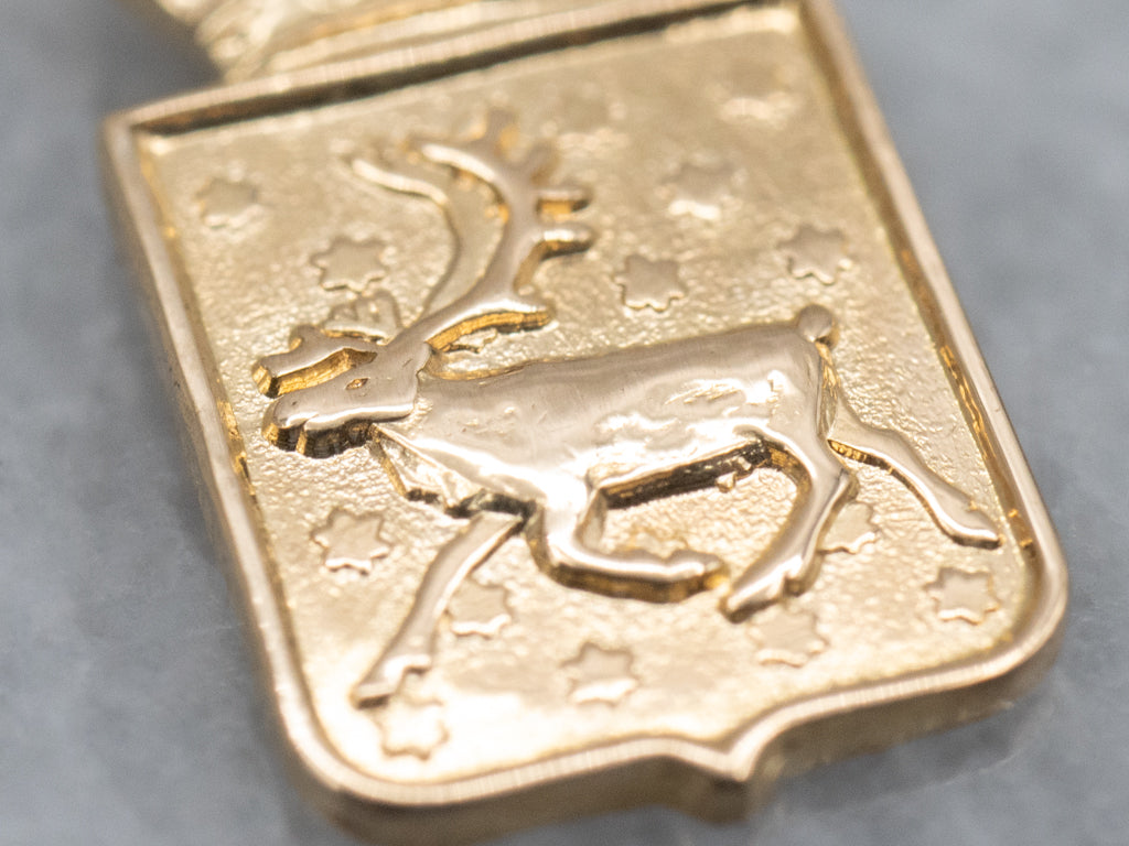 Yellow Gold Coat of Arms of Tromsø Norway Charm Pendant