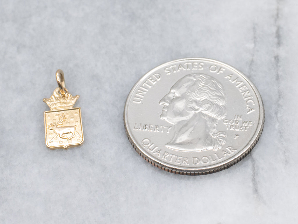 Yellow Gold Coat of Arms of Tromsø Norway Charm Pendant