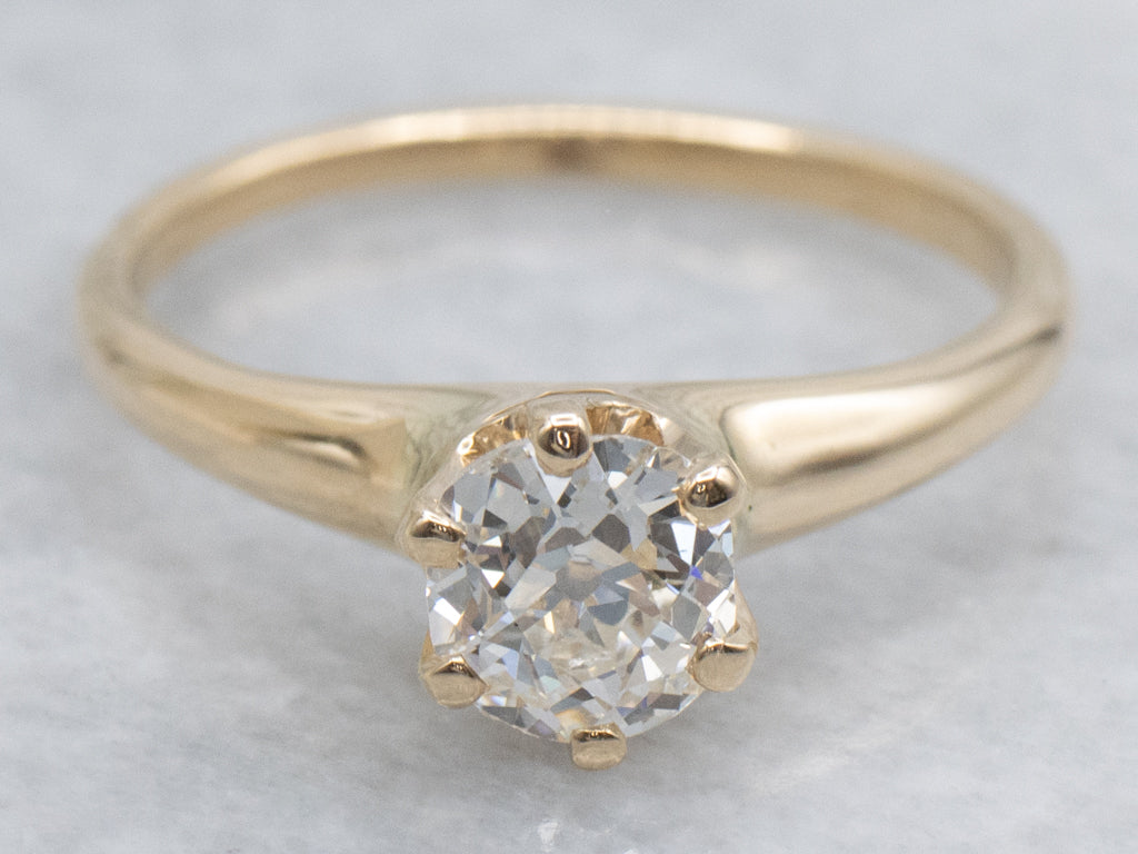 Six-Prong Old Mine Cut Diamond Solitaire Engagement Ring