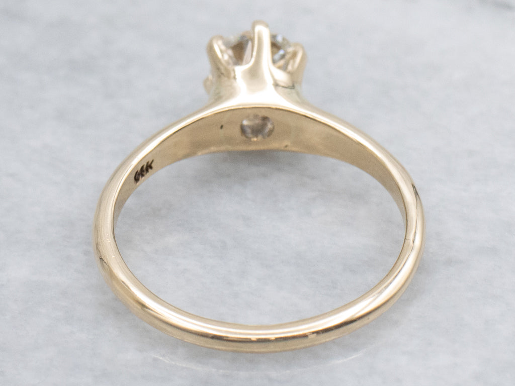 Six-Prong Old Mine Cut Diamond Solitaire Engagement Ring