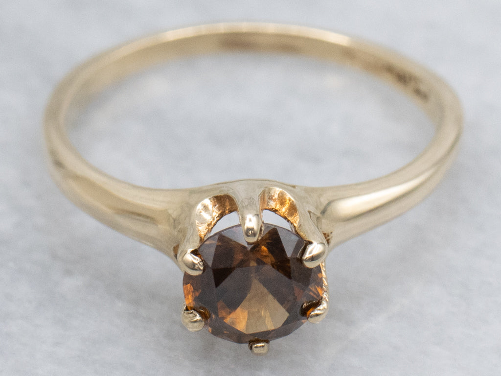Golden Zircon Yellow Gold Solitaire Ring