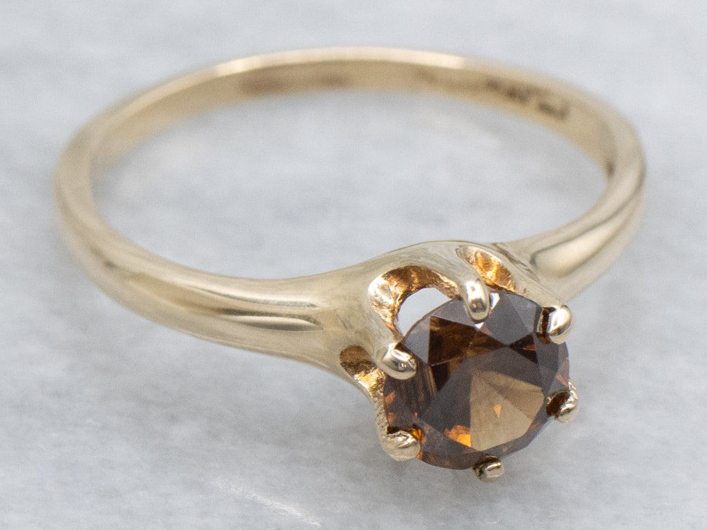 Golden Zircon Yellow Gold Solitaire Ring