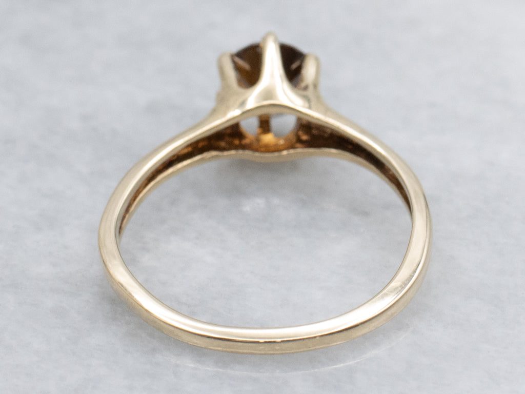 Golden Zircon Yellow Gold Solitaire Ring