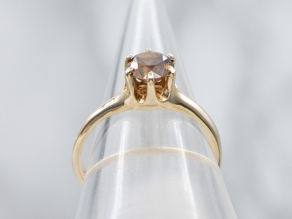 Golden Zircon Yellow Gold Solitaire Ring