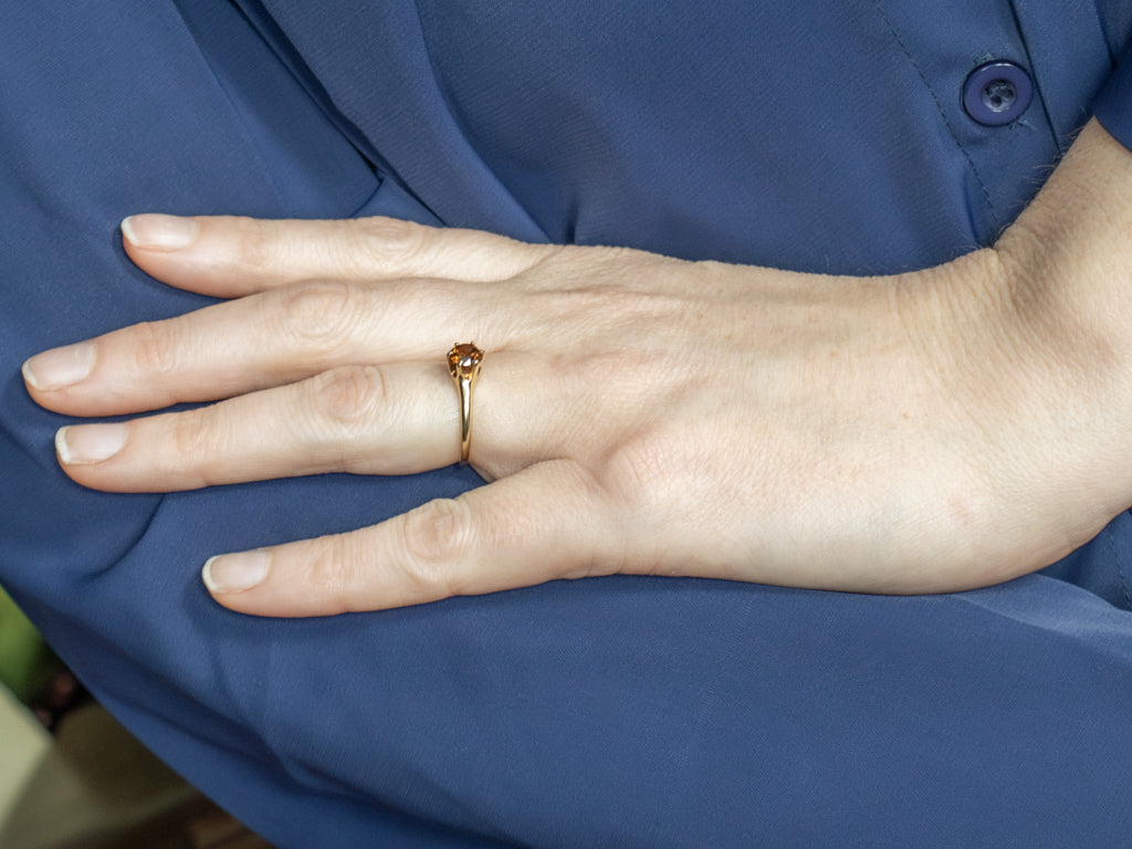 Golden Zircon Yellow Gold Solitaire Ring