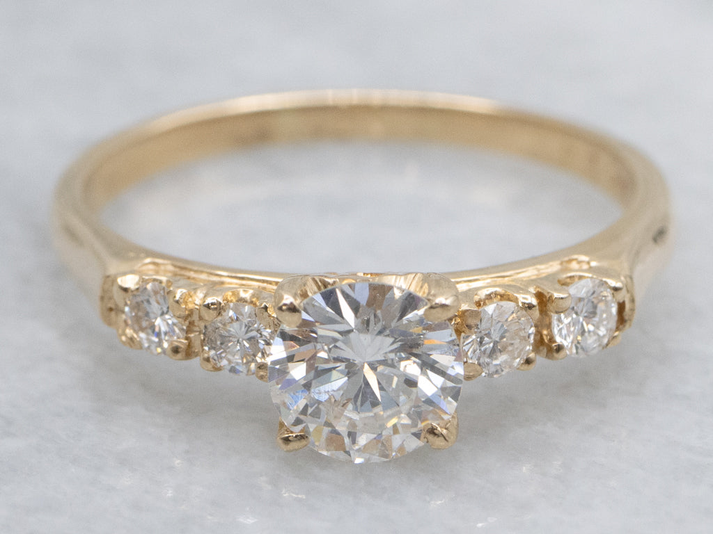Yellow Gold Round Brilliant Diamond Engagement Ring