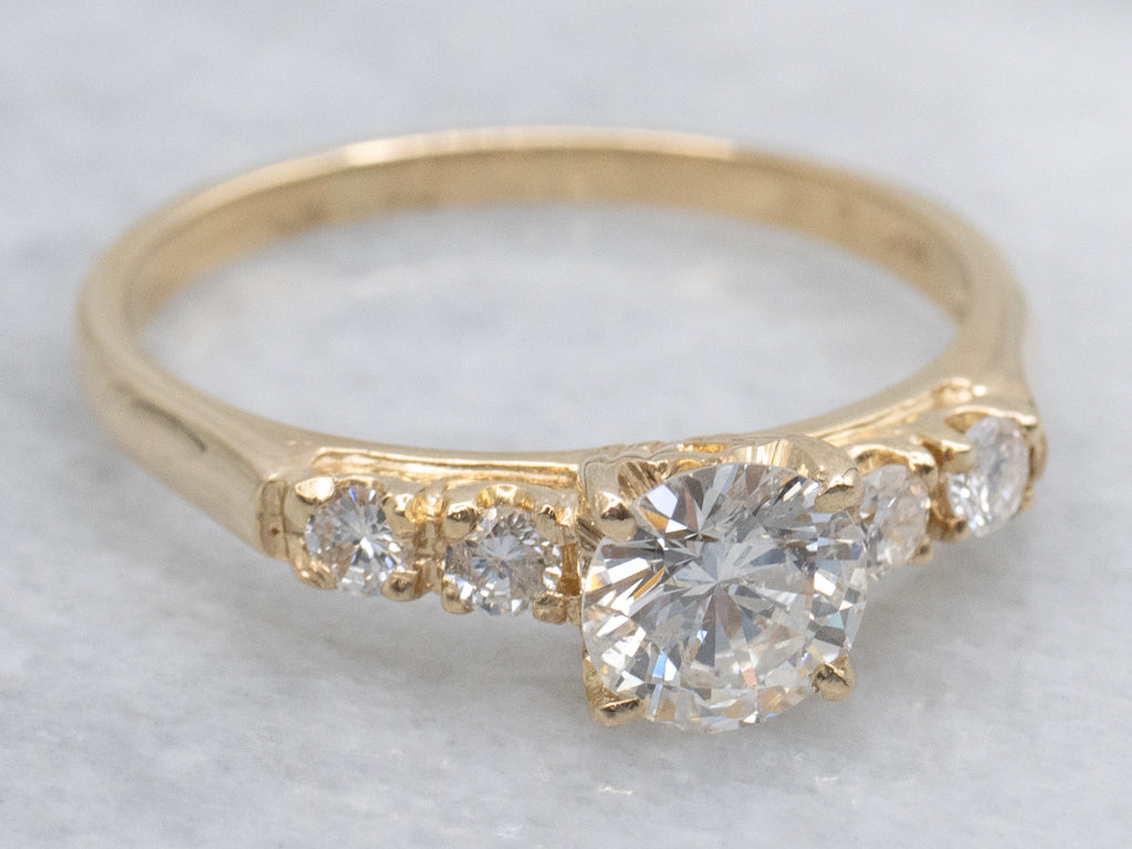 Yellow Gold Round Brilliant Diamond Engagement Ring