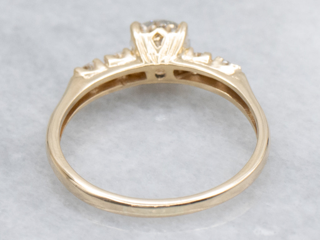 Yellow Gold Round Brilliant Diamond Engagement Ring